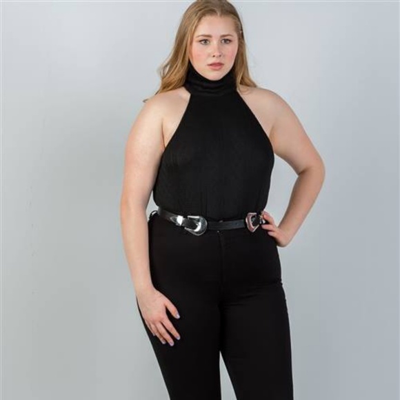 Naomi Cable Knit Sweater Bodysuit Plus (Black) - Picture 4 of 5